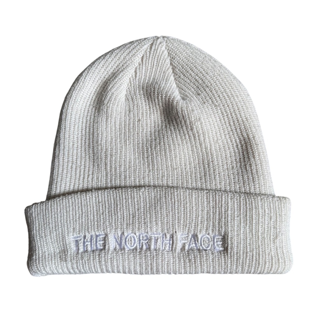 The‎ North Face Cuff Beanie Embroidered Logo One Size Ivory Cream